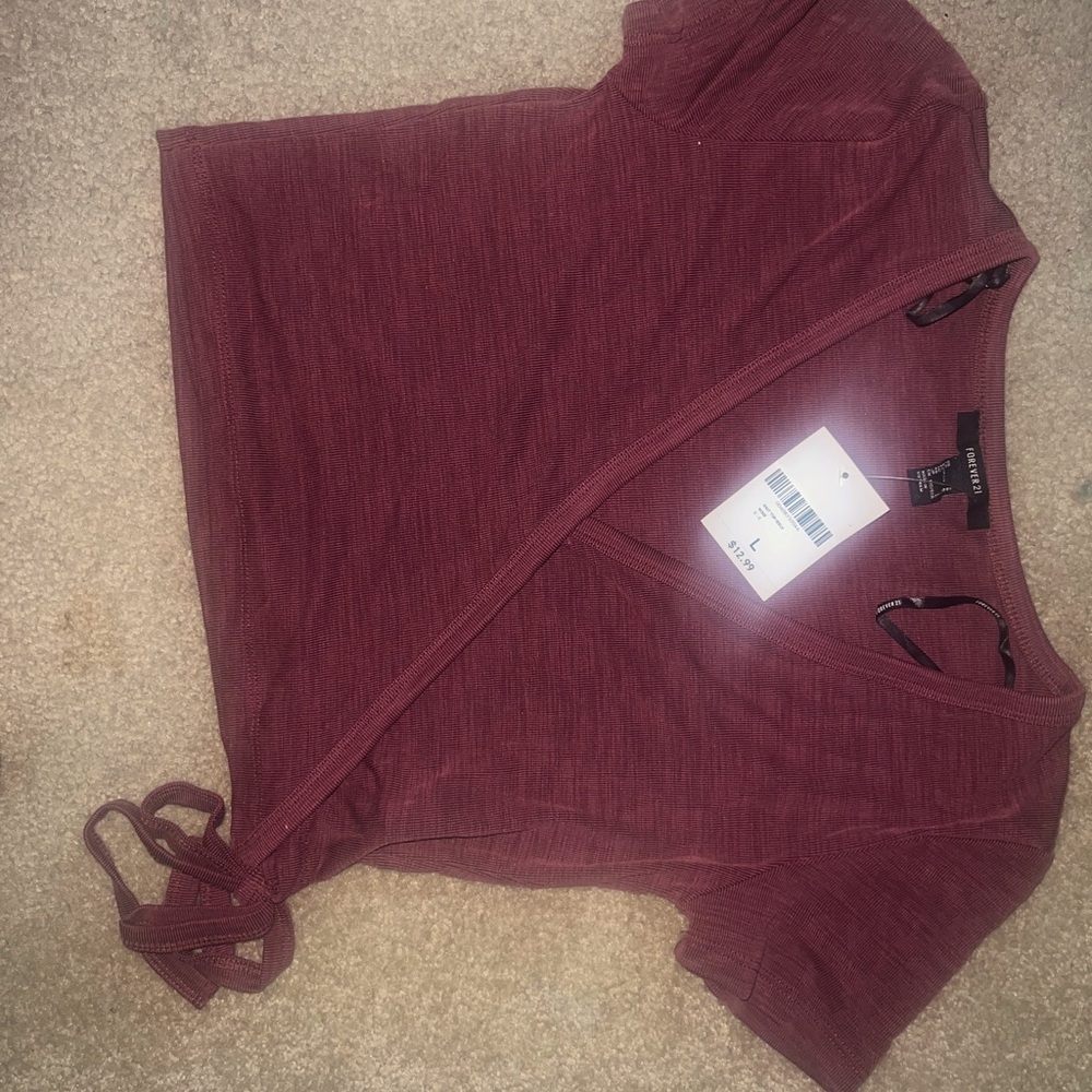 Forever 21 pink Burgundy shirt 
Crop top 
Size Large
